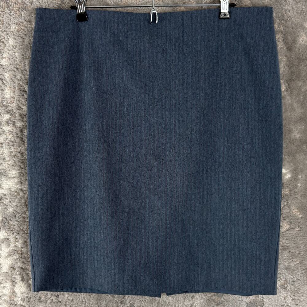Express Size 14 Career Minimalist Preppy Pencil Skirt Blue zip Lined Stretch
